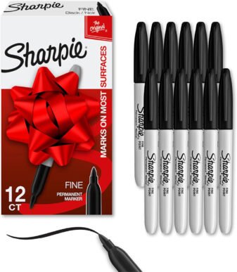 Sharpie Permanent Markers - Fine Point, Black (12-Pack)